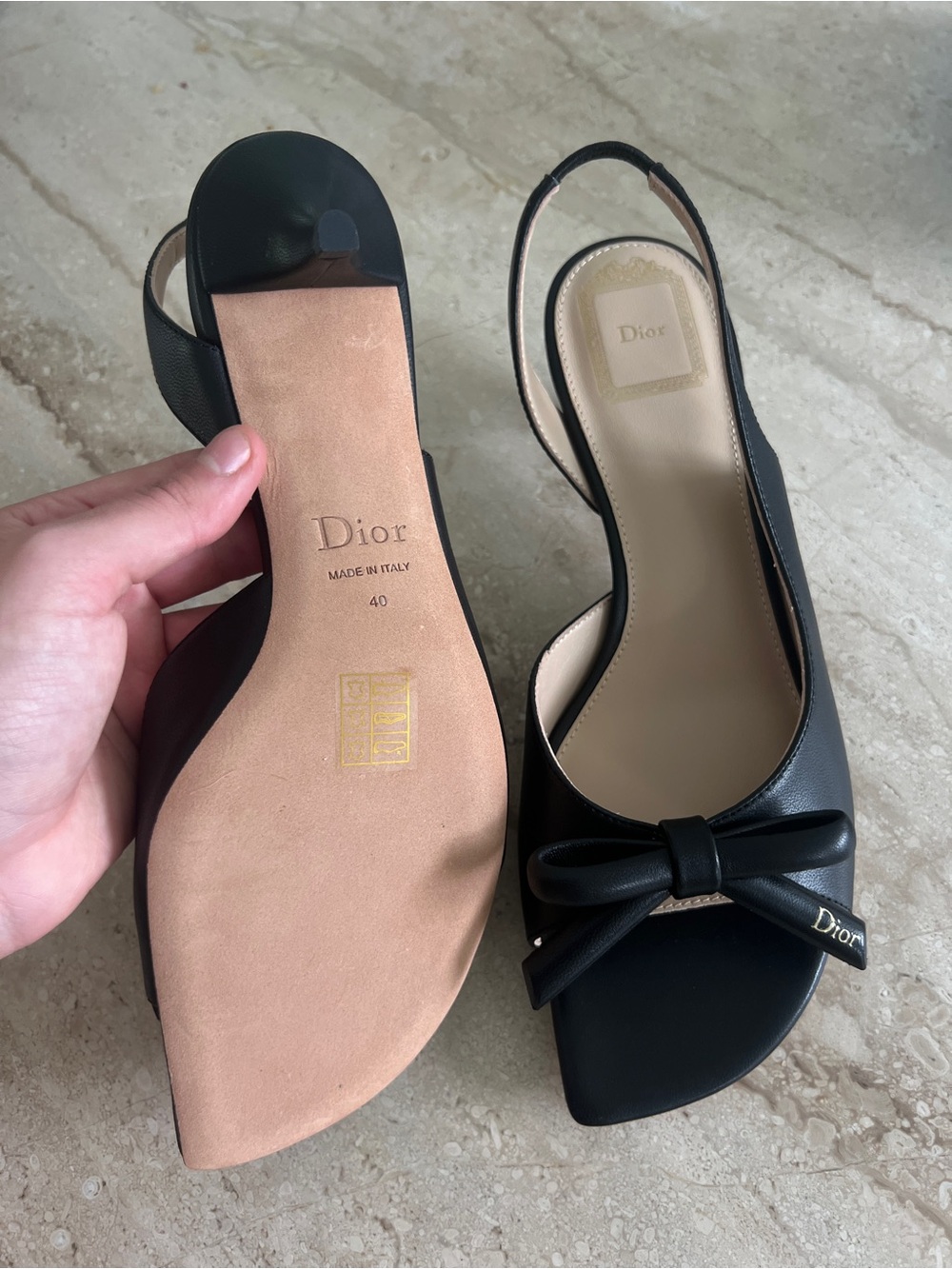 Dior Black Leather Slingback Kitten Heel - Picture 3 of 5